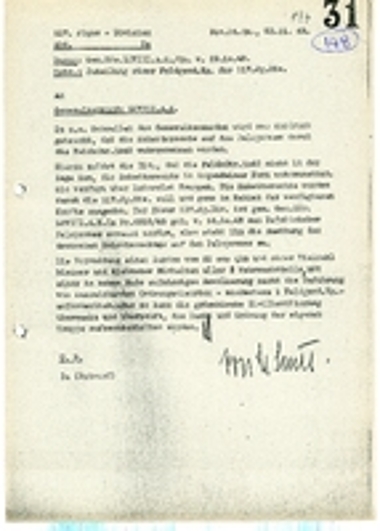 Έγγραφο της 117 Μεραρχίας Κυνηγών  προς το Γενικό Στρατηγείο του 68ου Σώματος Στρατού