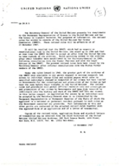 Έγγραφο του  Γενικού Γραμματέα του ΟΗΕ προς την μόνιμη αντιπροσωπεία της Ελλάδας στα Ηνωμένα Έθνη