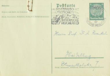 Χειρόγραφη επιστολή του Κωνσταντίνου Καραθεοδωρή προς τον Άρθουρ Ρόζενταλ.