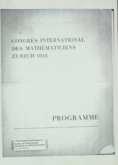 Congrès International des Mathématiciens.