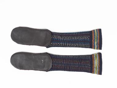 MEN’S KNITTED SOCK WITH SOLE, TRADITIONAL COSTUME OF EPISKOPI, NAOUSSA