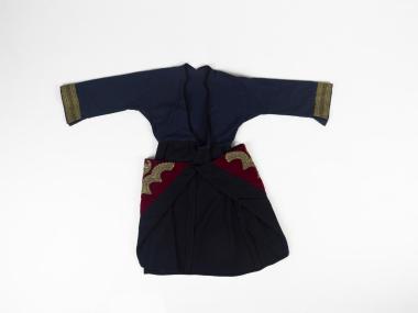 WOMEN’S BLUE OVERCOAT (SAYIAS) OF THE TRADITIONAL COSTUME OF ALEXANDREIA WITH A BLUE SAYIAS