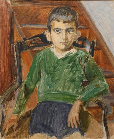 Child in green sweater