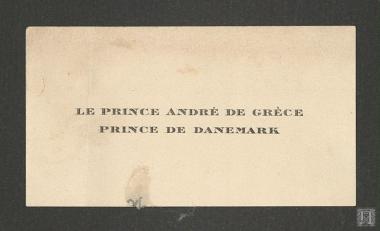 Κάρτα/Επιστολή
- Αυτόγραφο του Πρίγκιπα Ανδρέα της Ελλάδας και της Δανίας