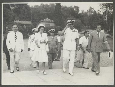 Βασιλεύς Παύλος, Βασίλισσα Φρειδερίκη, Επαμεινώνδας Πετραλιάς, Ιωάννης Κετσέας (Πρόεδρος Ελληνικής Ολυμπιακής Επιτροπής