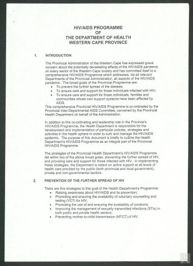 HIV/AIDS πρόγραμμα υγείας Δυτικού Ακρωτηρίου