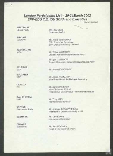 Γυναίκες Λαϊκού Κόμματος - London Participants