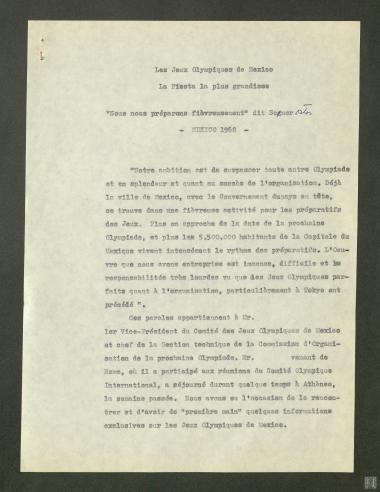 Η προετοιμασία για τους Ολυμπιακούς Αγώνες του Μεξικό το 1968