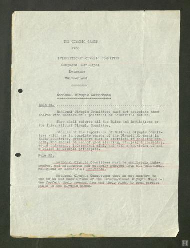 Κανονισμοί της Διεθνούς Ολυμπιακής Επιτροπής (Δ.Ο.Ε) για την λειτουργία των Εθνικών Ολυμπιακών Επιτροπών