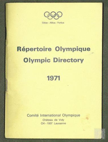 Εξώφυλλο: Repertoire Olympique Olympic Directory 1971