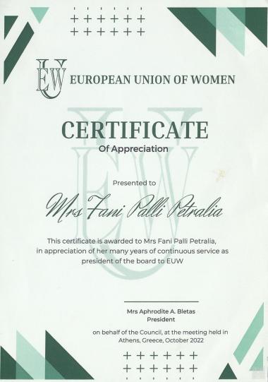 Certificate European Union of Women