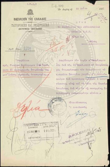 Επιβολή προστίμου λόγω παρακράτησης τηλεγραφικών τελών