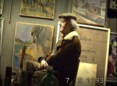 Kostas Loustas is painting Sotiris Krommydas