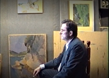 Kostas Loustas is painting Panagiotis Spyrou