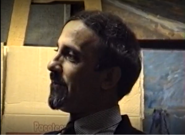 Kostas Loustas is painting Alkis Charalampidis