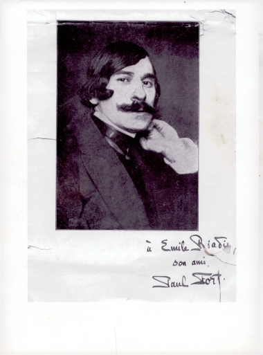 Φωτογραφία του Paul Fort με την αφιέρωση του προς τον φίλο του, Αιμίλιο Ριάδη