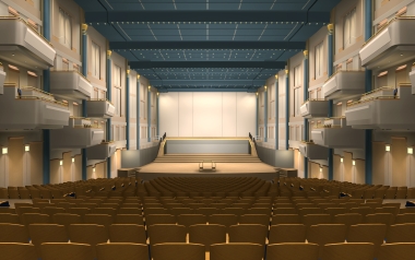 3D visualization of the square and the stage of the Friends of Music Hall (Building M1)