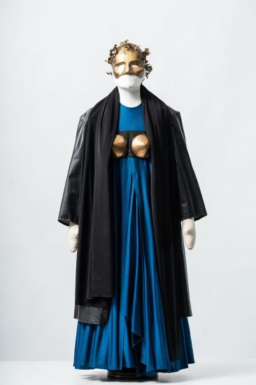 Γυναικείο φόρεμα μακρύ από βαμβακερο τζιν με καμπαρντίνα από δερματίνη