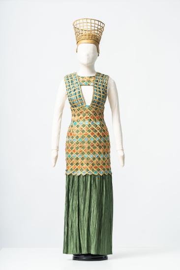 Γυναικείο φόρεμα Αιγυπτιακού στύλ από σατέν και τρέσα