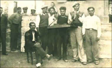 Chios Island (Mesta), 1930s: Folk feast (glenti) in the square.
