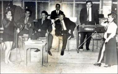 Chios Island, 1970: Musicians in the nightclub with Greek music called 