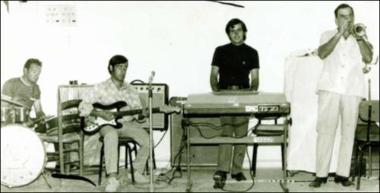 Chios Island (Karfas), 1970s: Musicians in a  nightclub with Greek music