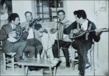 Lemnos Island, 1950: Folk feast (glenti) in a kafeneio (local traditional cafeteria)