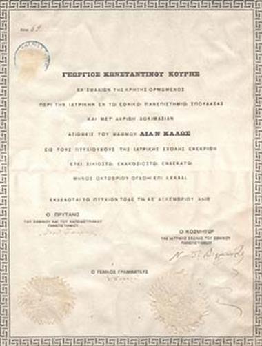 Πτυχίο Γεωργίου Κ. Κουρή