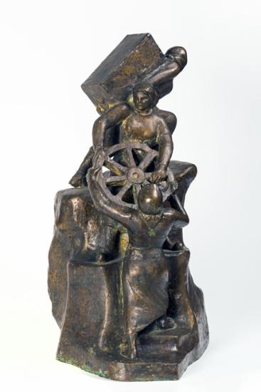 Statuette composition with the theme of the women of Pindus. Made of copper. Miniature (Work of Nikolas)