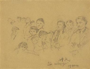 In the War Shelter 1940-41. (23×30 cm.)