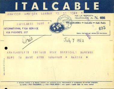 Προσωπικό τηλεγράφημα ενημέρωσης του Μιχάλη Κακογιάννη