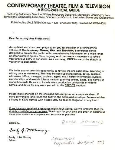 Επιστολή για έγκριση ανανεωμένου βιογραφικού σημειώματος