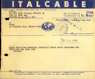 Προσωπικό τηλεγράφημα ενημέρωσης για την  ταινία 