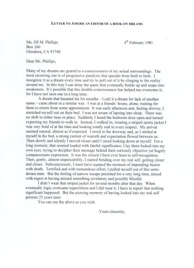 Επιστολή στην εκδότρια του 