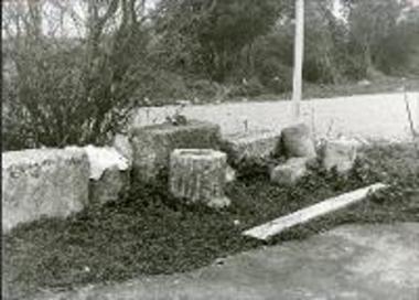 Parts of columns and archaeological remains at the site Mousga of Kyparissia