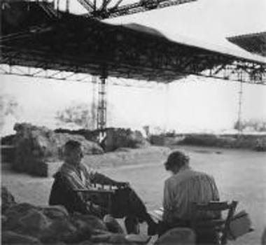Carl Blegen and Marion Rawson working at the Palace of Nestor