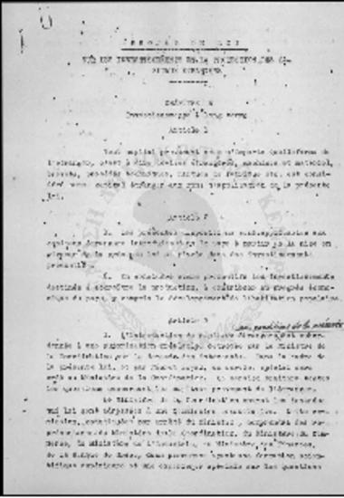 PROJECT DE LOI - 1953
