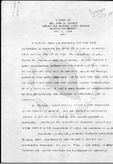 Ομιλία Ι.Γ. Ζίγδη στο Harvard (1974)