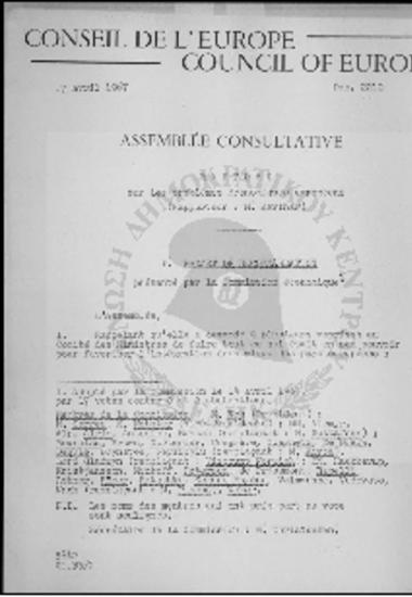 Conseil de l' Europe-Council of Europe-Sur les problemes economiques europeens (1967)