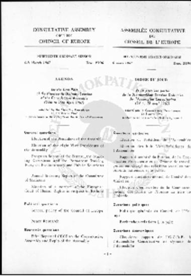 Consultative assembly of the council of Europe-Nineteenth ordinary session (24-28/04/1967)