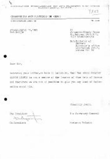 Επιστολή στα Αγγλικά, με επισυναπτόμενα αντίγραφα με διαφορετικούς αποδέκτες, πρωτότυπο χειρόγραφο και φάκελο επιστολής