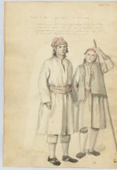 Νεαροί χωρικοί από την Αθήνα, που διατηρούν τις παλαιές τους ενδυμασίες