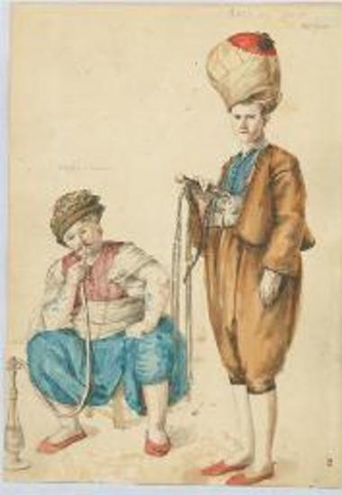 Γενίτσαροι: Τοπτσής (πυροβολητής) με ναργιλέ και Σακάς (νερουλάς)