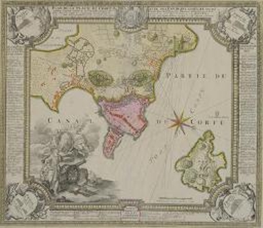 PLAN DE LA PLACE DE CORFU AVEC SES ENVIRONS, ASSIEGEE PAR LES Infideles, tranchee ouverte le 25me de Juillet jusqu'au 22me d' Aout, Jour de la Fuite des Ottomans, Defendiie par S.E. le Feldt Marechal