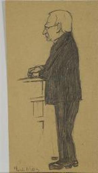 Σκίτσο από τη Δίκη των Έξι, Φωκίων Νέγρης