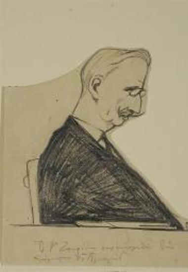 Σκίτσο από τη Δίκη των Έξι, Επαναστατικός Επίτροπος Ζουρίδης