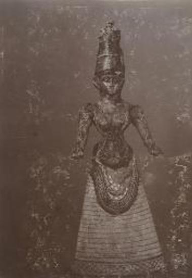 Αγαλματίδιο της θεάς των φιδιών από ανασκαφές στην Κνωσσό