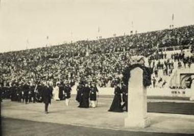 Ολυμπιακοί Αγώνες 1906. Άφιξη των βασιλέων της Ελλάδας και της Αγγλίας στο Παναθηναϊκό Στάδιο