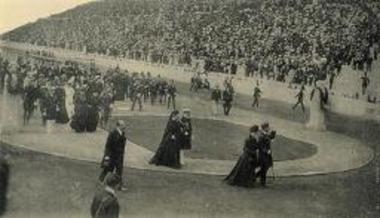 Ολυμπιακοί Αγώνες 1906. Άφιξη των βασιλέων της Ελλάδας και της Αγγλίας στο Παναθηναϊκό Στάδιο