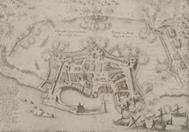 Metropolis Caneae in Candia a Turcis obsessa A.o 1645./ Canea vom Turcken Belagert A.o 1645.